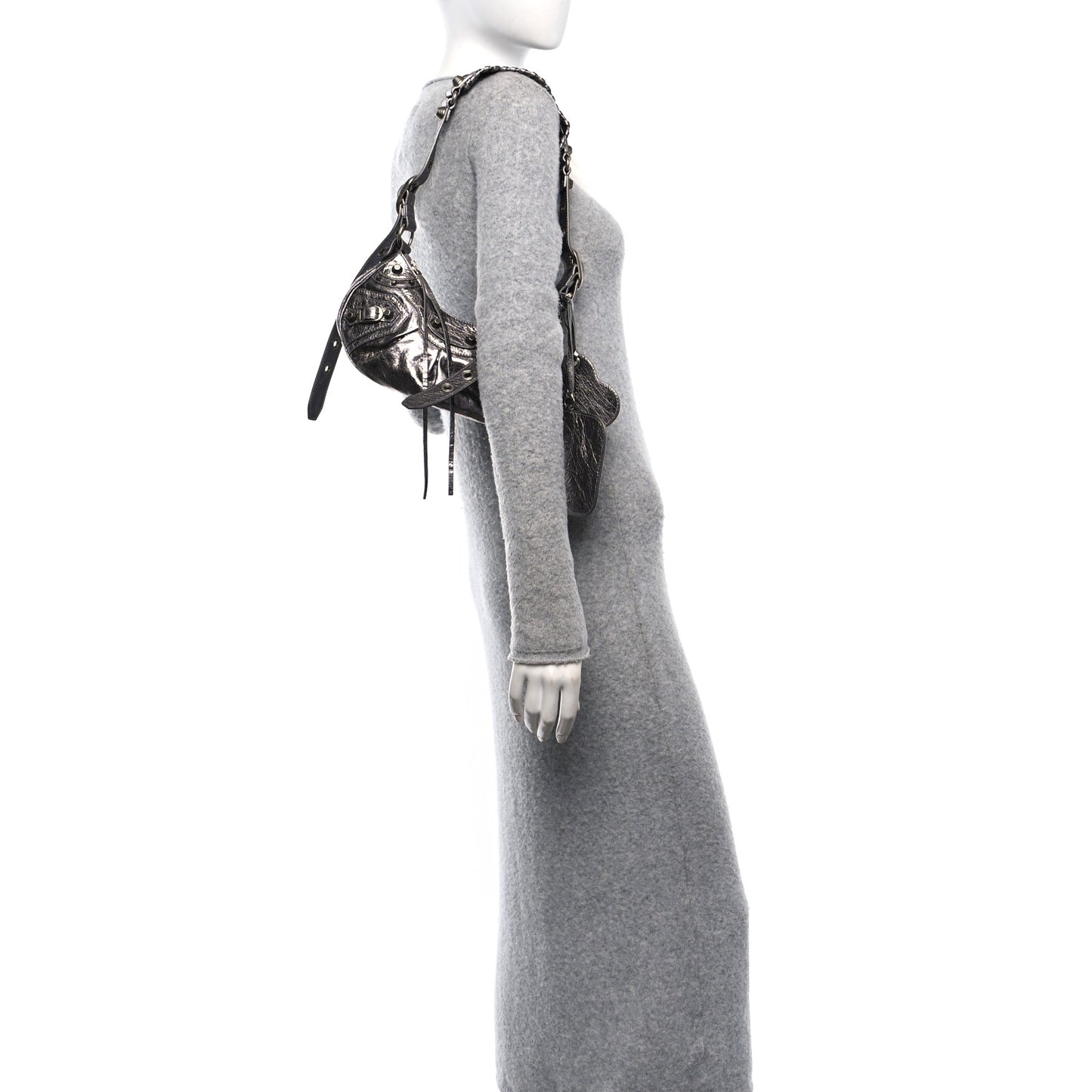 Metallic Agneau Arena Le Cagole Shoulder Bag XS Silver