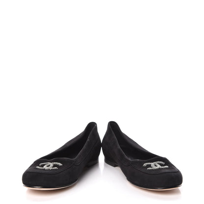 Chanel Kid Suede CC Flats 37.5 Black 5 of 11