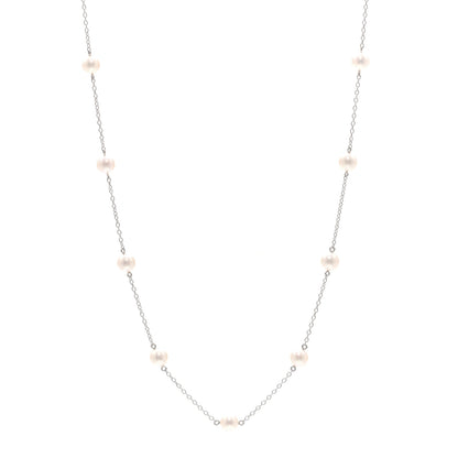 Mikimoto 18K White Gold Akoya Cultured Pearl 6mm Station Necklace 1 of 4