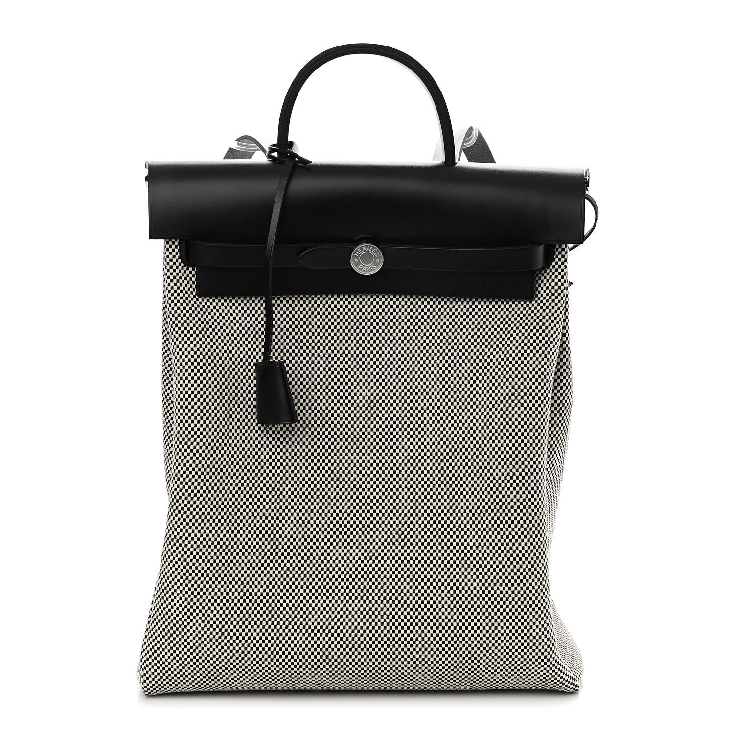 Hermes Criss Viking Vache Hunter Herbag a Dos Zip Retourne Backpack Ecru Black 3 of 12