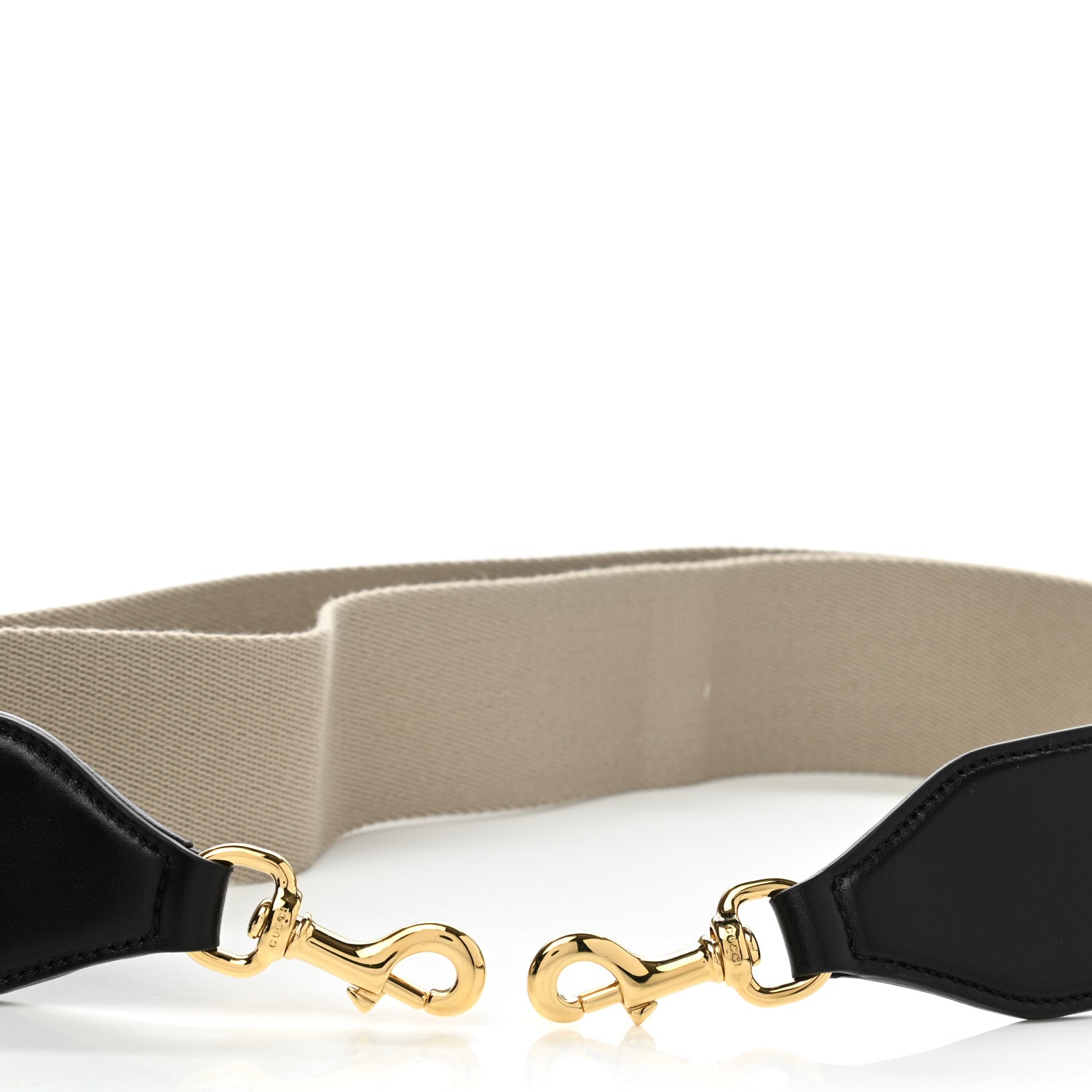 Gucci Canvas Shoulder Strap Black Beige 3 of 6