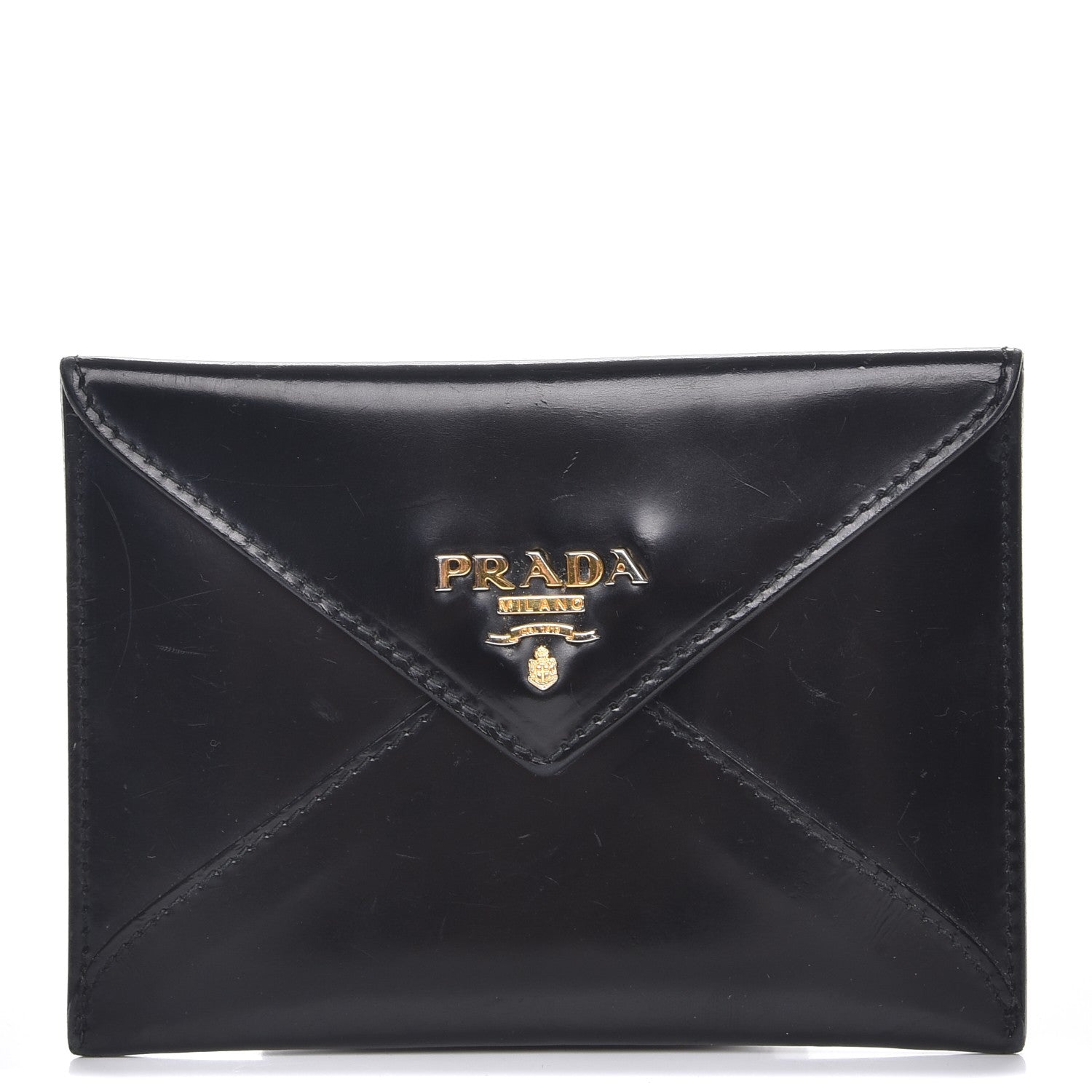 Prada Spazzolato Envelope Pouch Wallet Nero Black 1 of 8