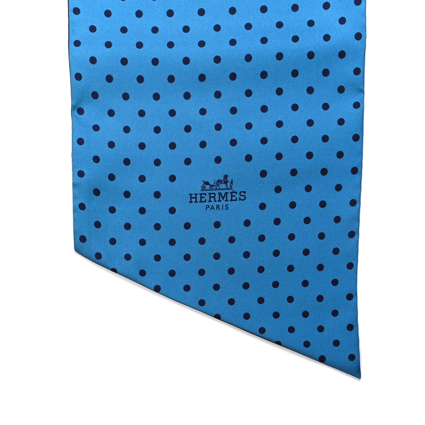 Silk Lettres Et Pois Maxi Twilly Cut Bleu Havane White