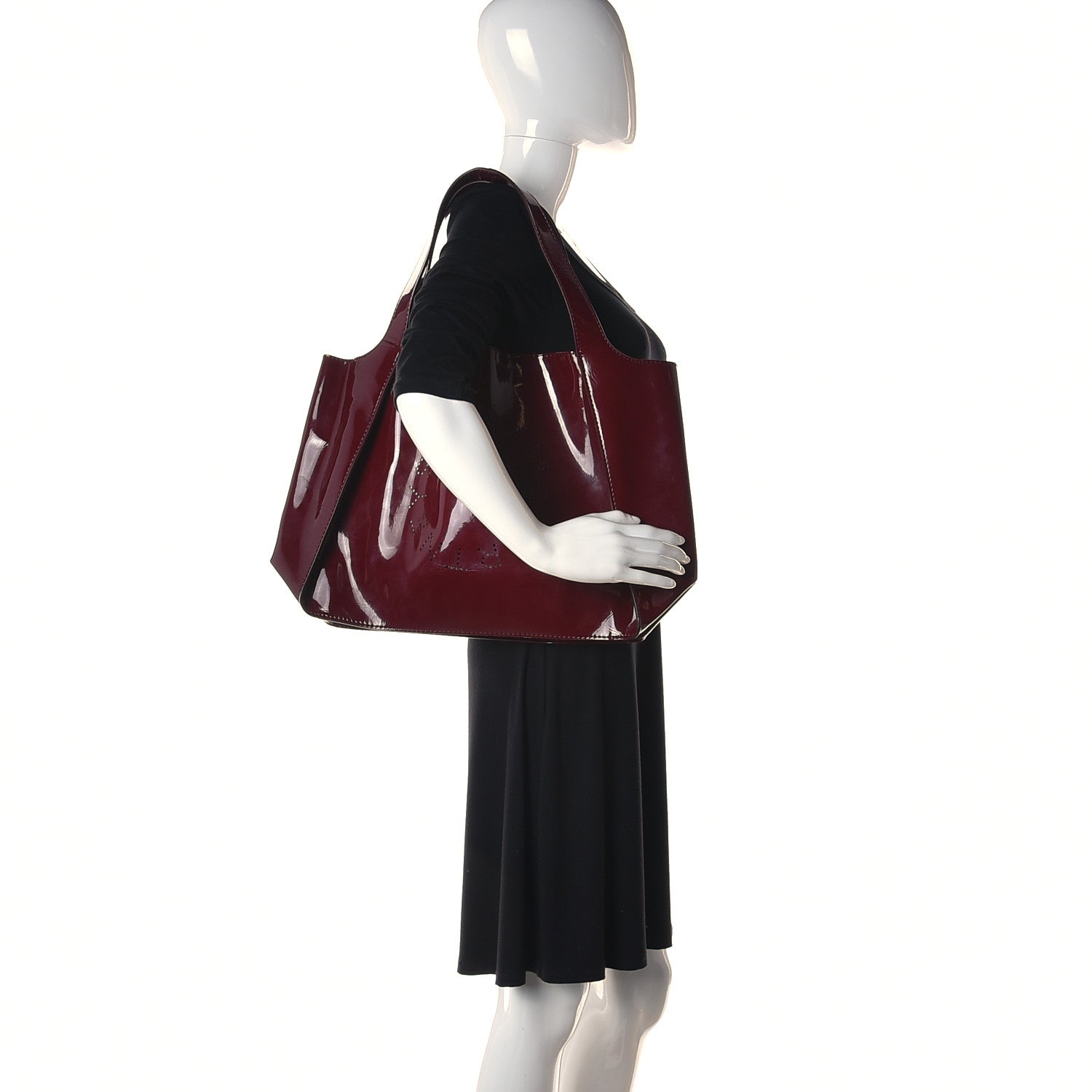 Stella McCartney Eco Alter Patent Perforated Logo Satchel Red 3 of 11