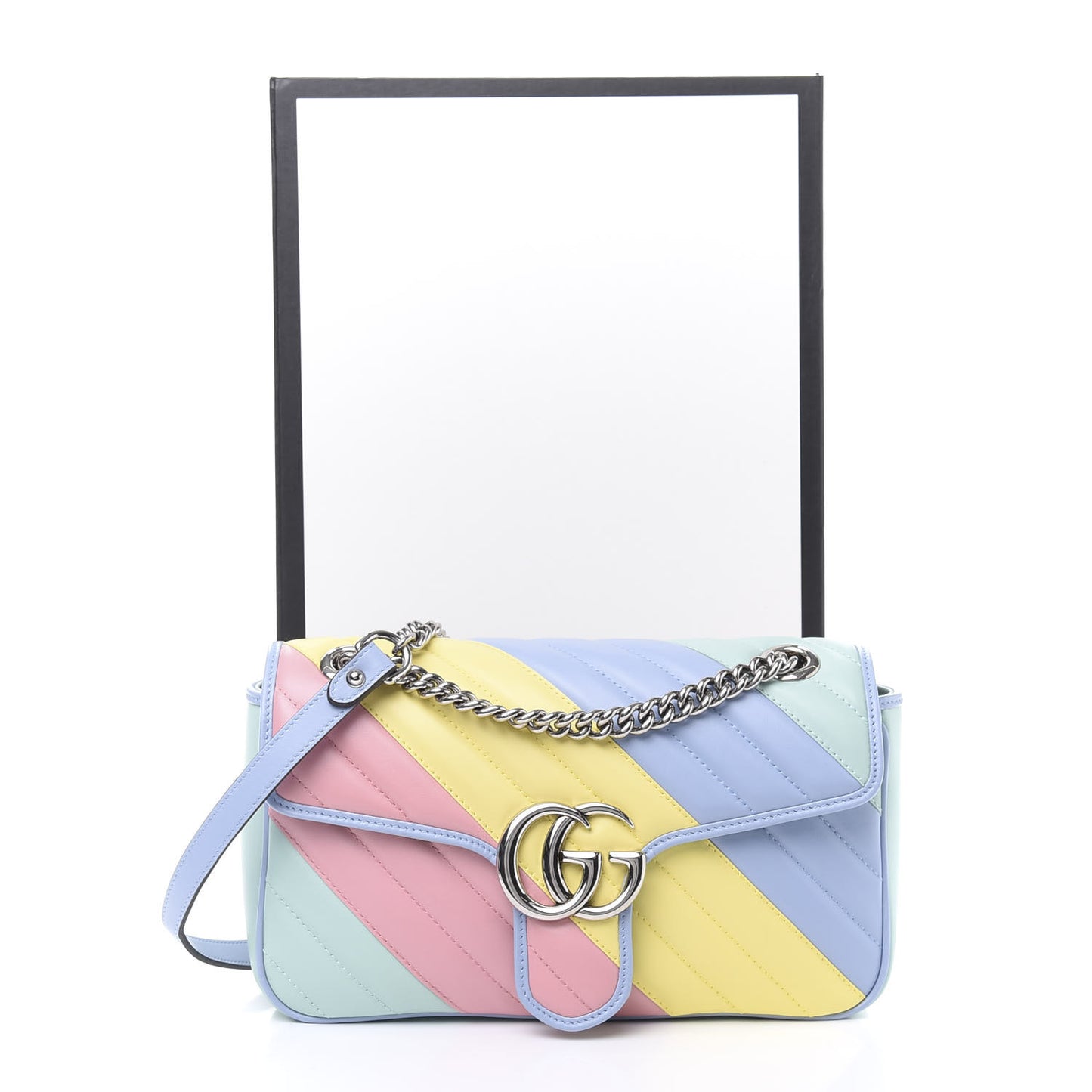 Calfskin Matelasse Diagonal Small GG Marmont Shoulder Bag Multicolor Pastel