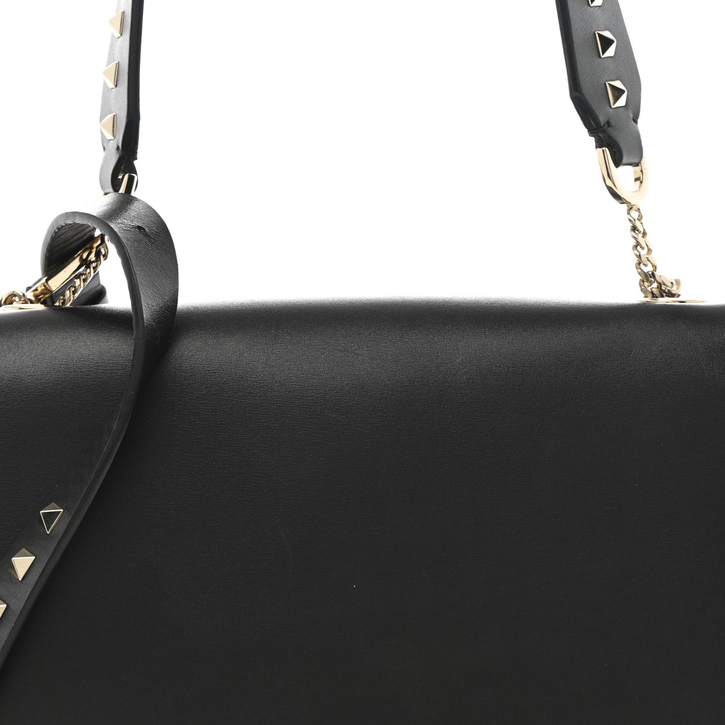 Vitello Rockstud Top Handle Shoulder Bag Black