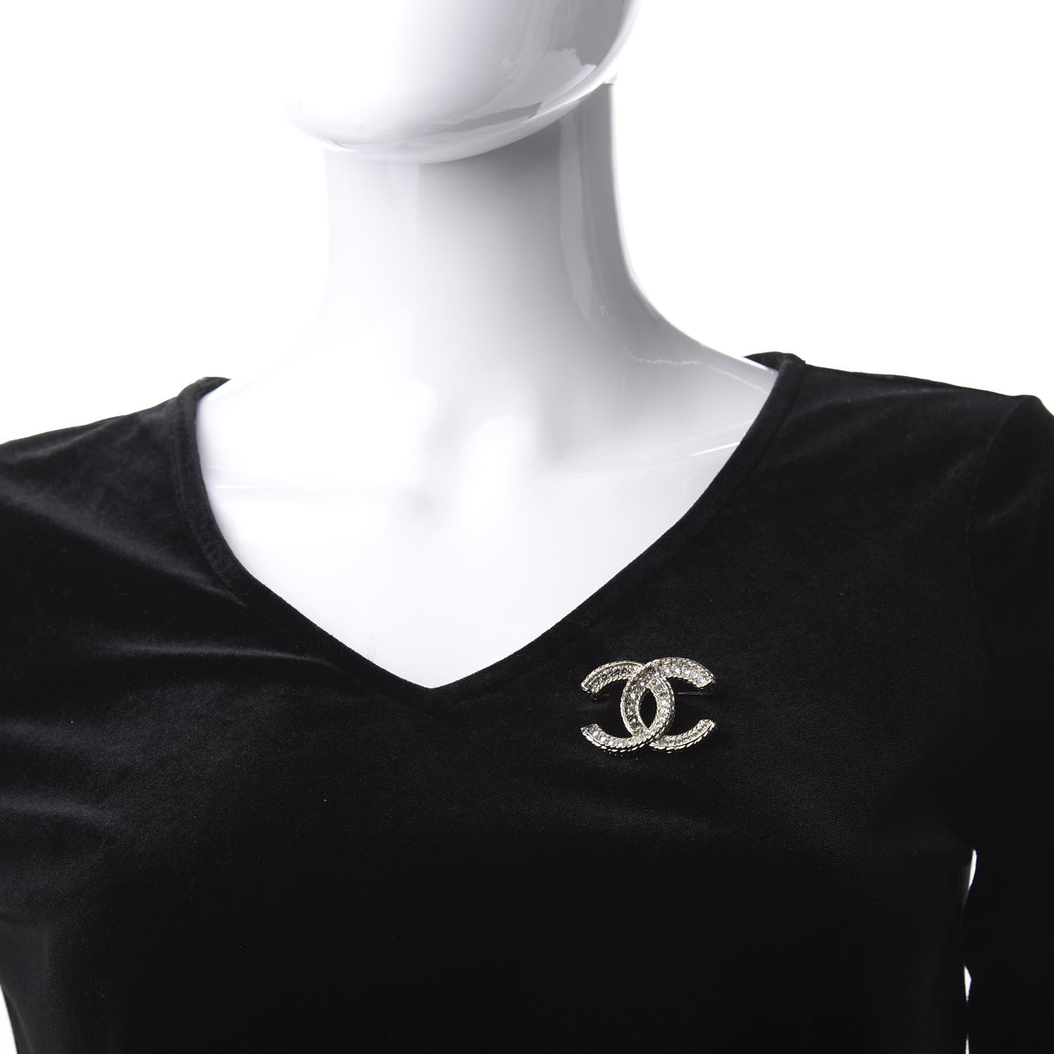 Chanel Crystal CC Brooch Pin Light Gold 2 of 4