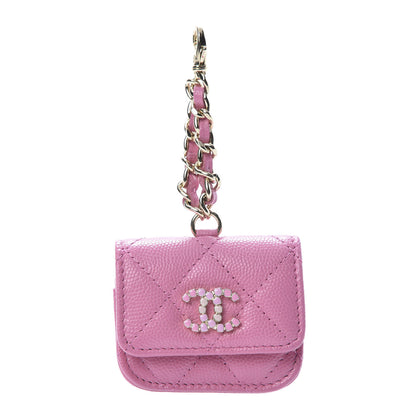 Chanel Caviar Quilted Crystal CC Airpods Pro Case Pink 1 of 6