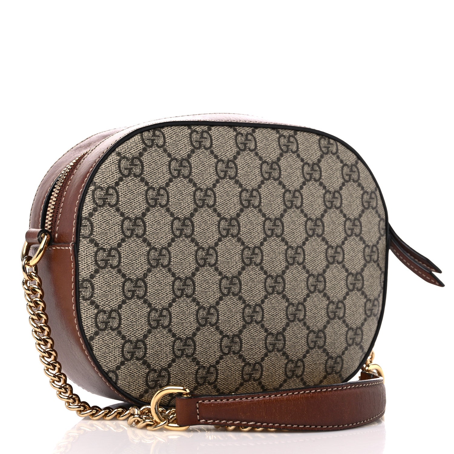 Gucci GG Supreme Monogram Cuoio Toscano Mini Chain Shoulder Bag Beige Ebony Cuir 3 of 13