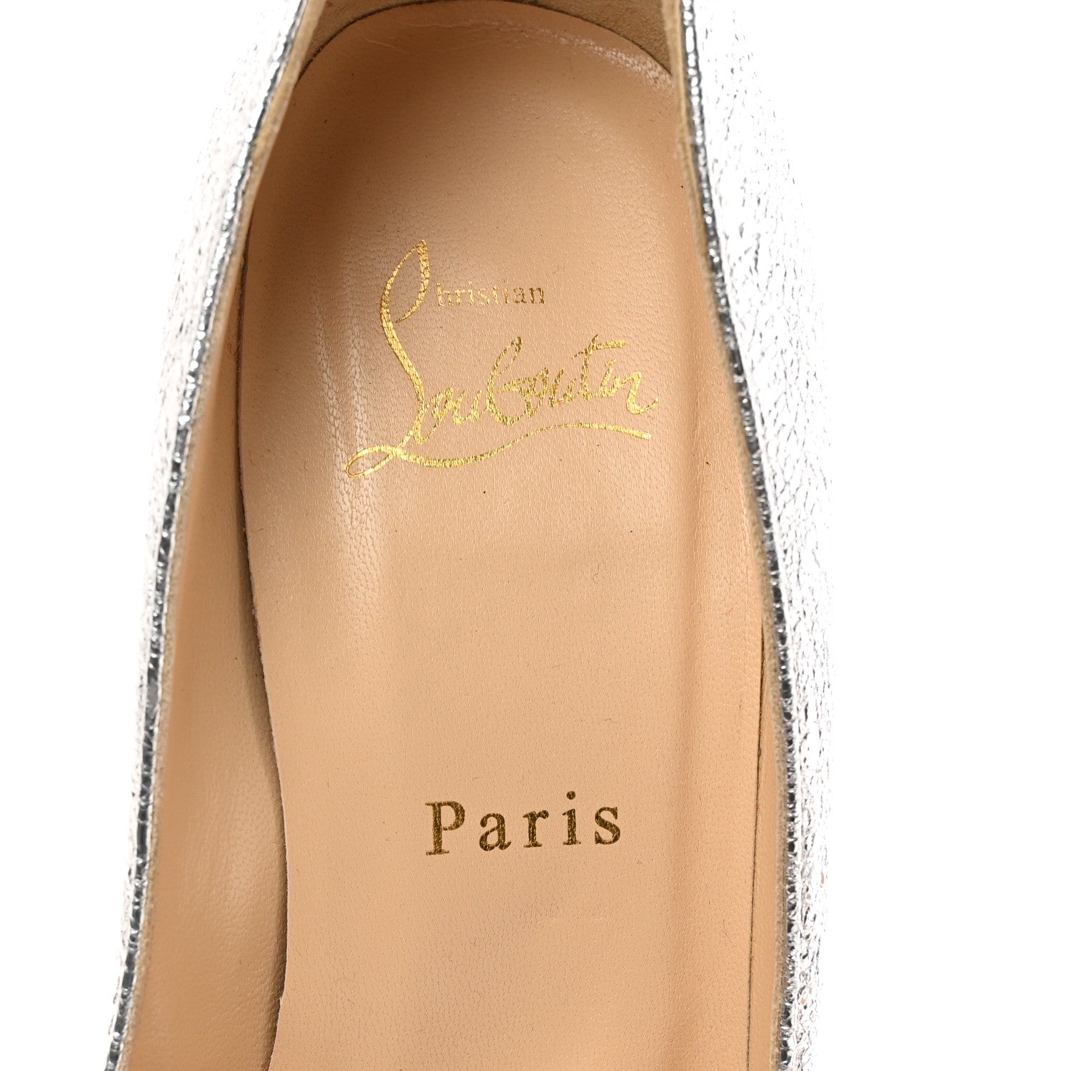 Christian Louboutin Metallic Crinkled Nappa Pigalle Follies 100 Pumps 38.5 Silver 7 of 9