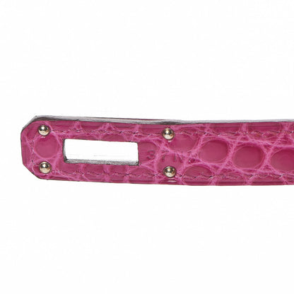 Hermes Shiny Alligator Kelly Longue Wallet Rose Scheherazade 8 of 15
