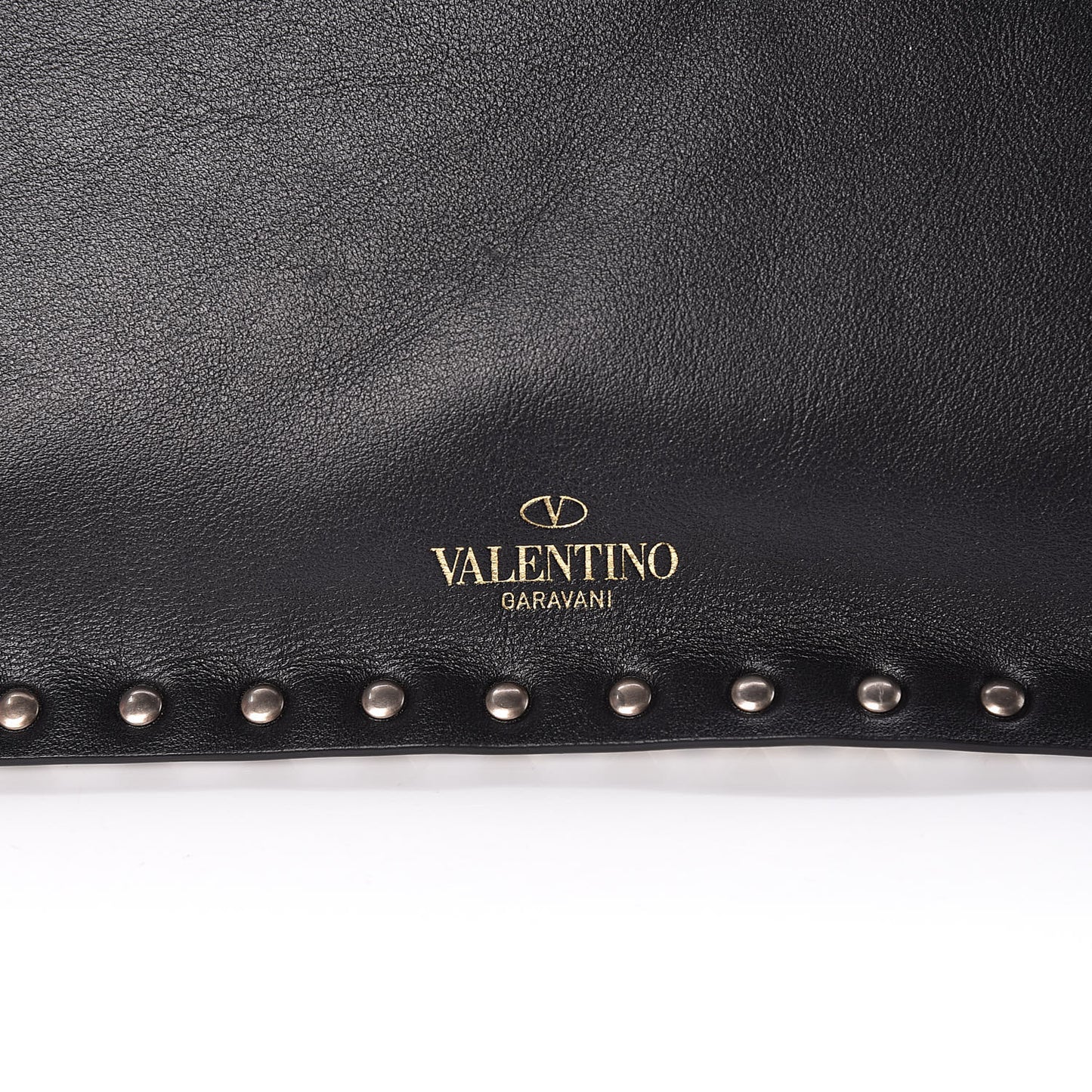 Vitello Large Rockstud Zip Pouch Black