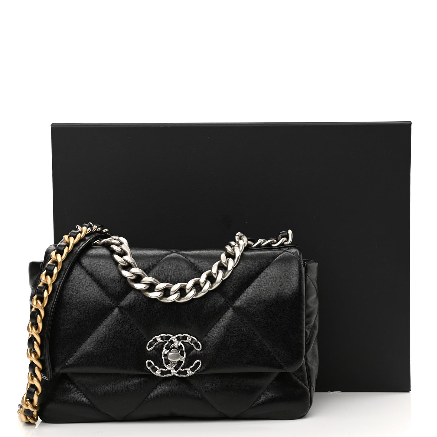 Lambskin Quilted Medium Chanel 19 Flap Black