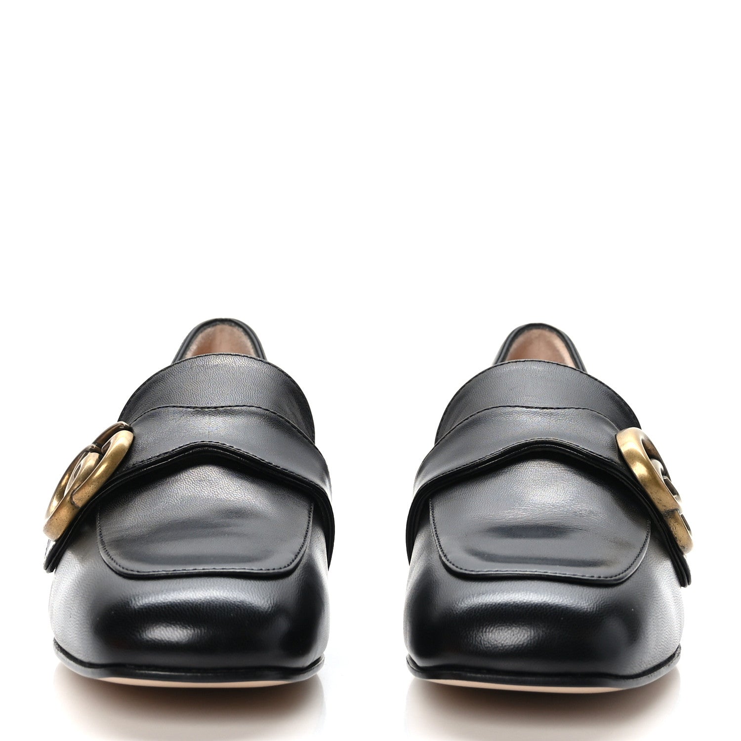 Gucci Malaga Kid Womens GG Marmont Loafers 35 Black 2 of 8