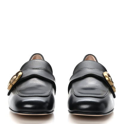 Gucci Malaga Kid Womens GG Marmont Loafers 35 Black 2 of 8