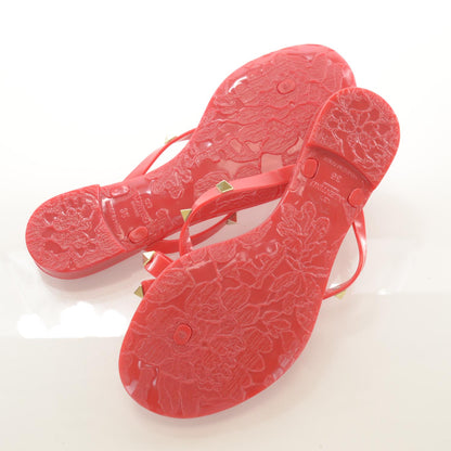 Valentino Garavani PVC Jelly Rockstud Bow Thong Sandals 36 Rosso Valentino 5 of 6