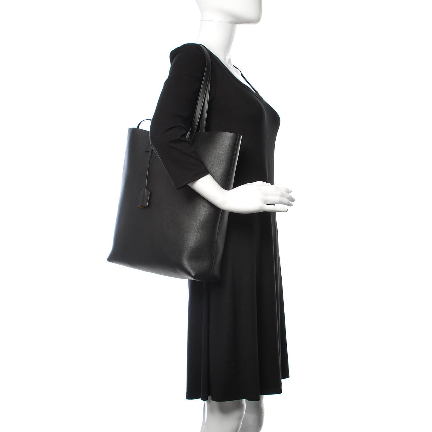Calfskin Medium Shopping Tote Black