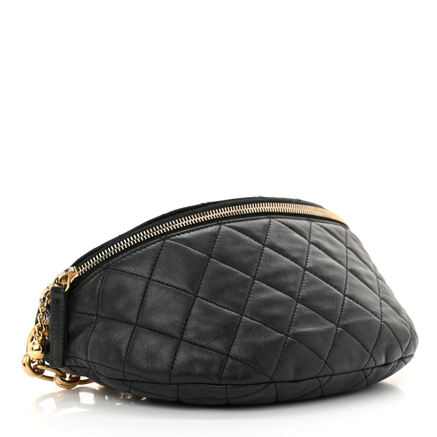 Lambskin Pearl Quilted CC Belt Bag Black