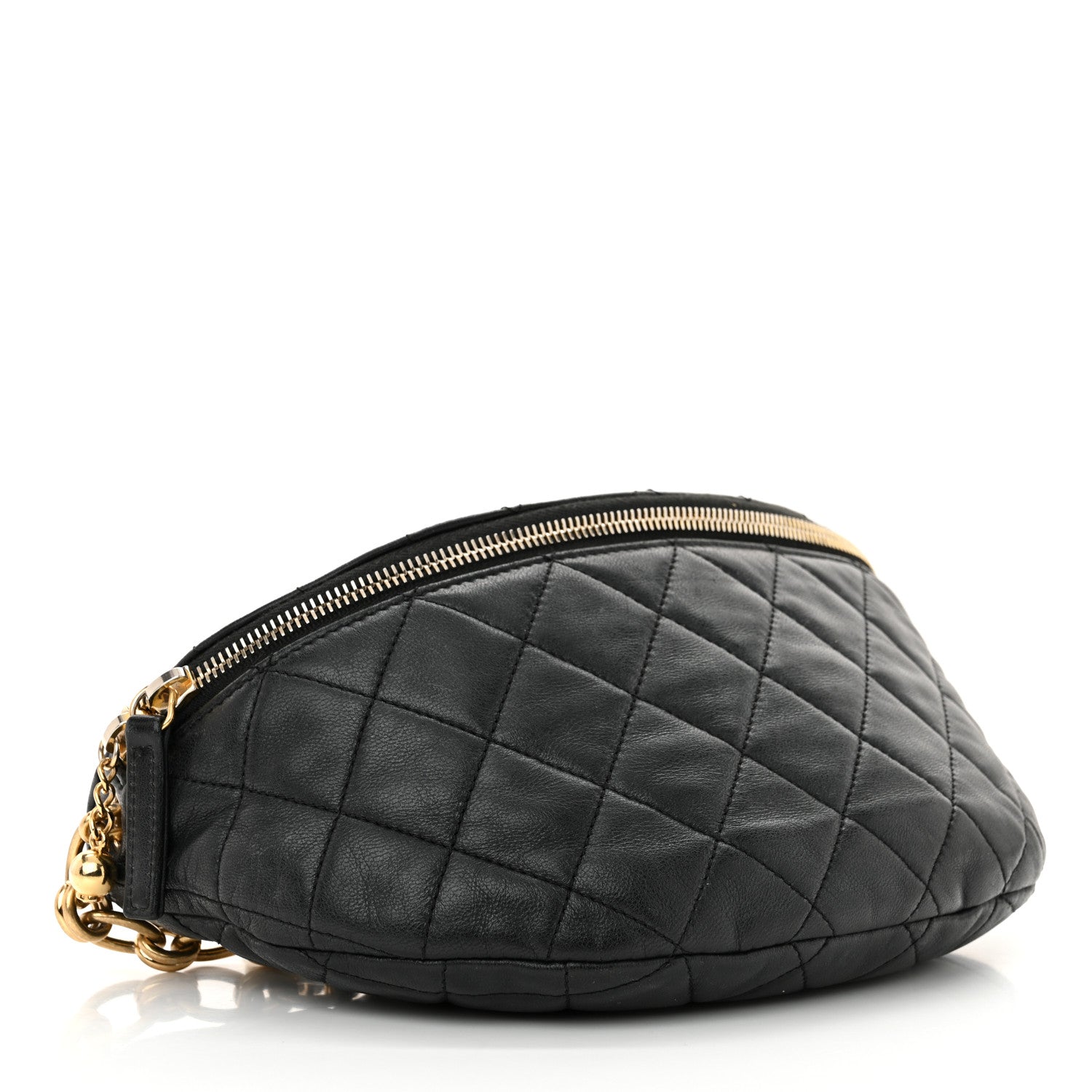 Chanel Lambskin Pearl Quilted CC Belt Bag Black 4 of 12