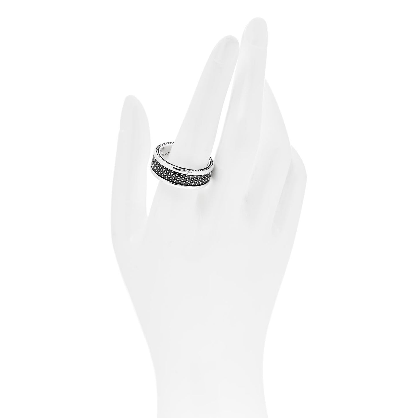 Sterling Silver Black Diamond Streamline Three-Row Band Ring 64 10.75