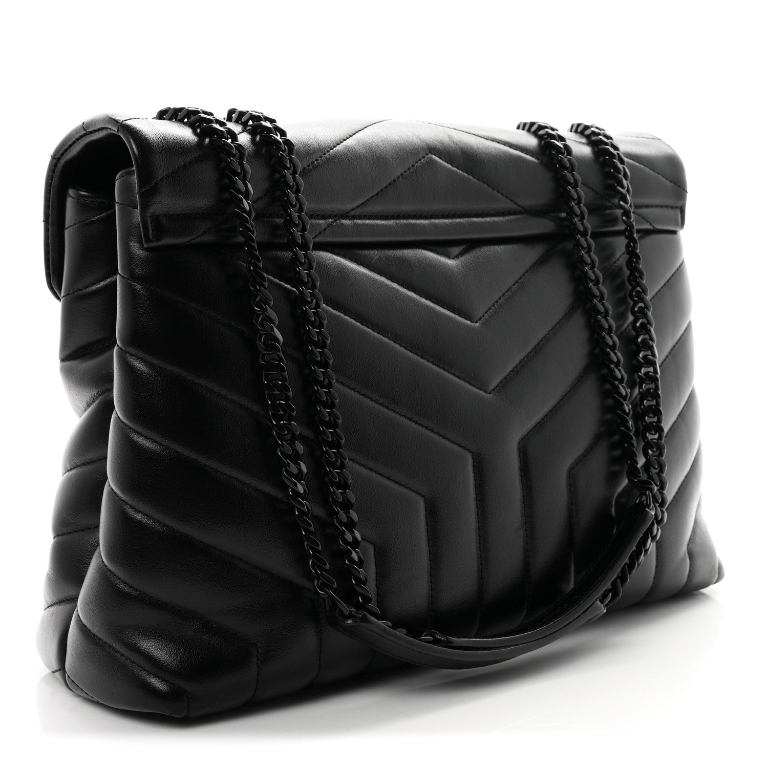 Saint Laurent Calfskin Y Quilted Monogram Monochrome Medium Loulou Chain Satchel Black 3 of 10