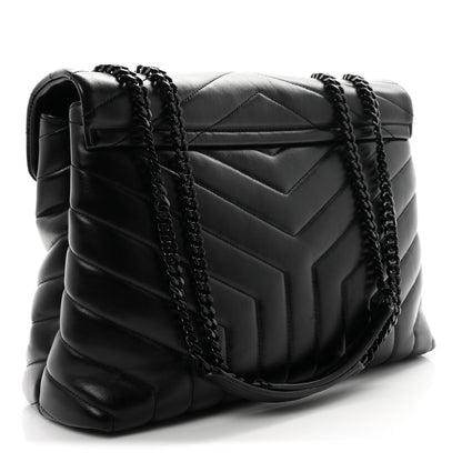 Saint Laurent Calfskin Y Quilted Monogram Monochrome Medium Loulou Chain Satchel Black 3 of 10