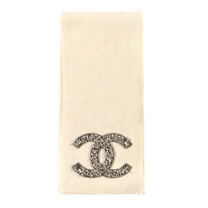 Chanel Cashmere Crystal CC Scarf White 1 of 4
