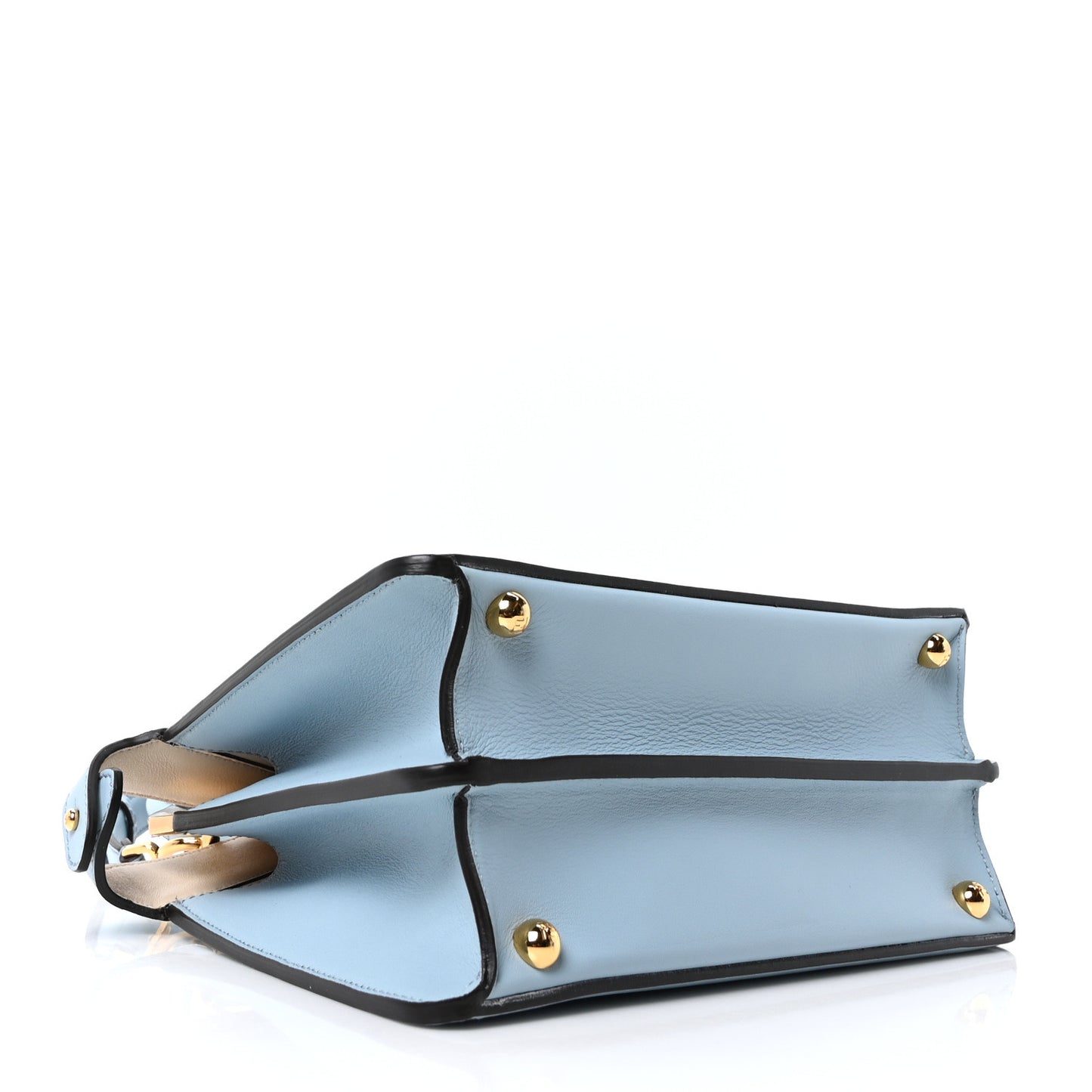 Vitello Seta Shiny Nappa Small Peekaboo I SEE U Satchel Azzurro Baby Camelia