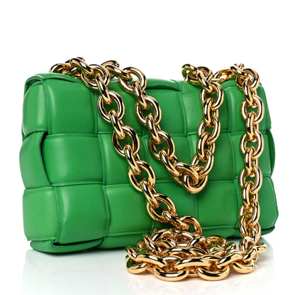 Bottega Veneta Lambskin Maxi Intreccio Padded Chain Cassette Crossbody Bag Grass 3 of 12