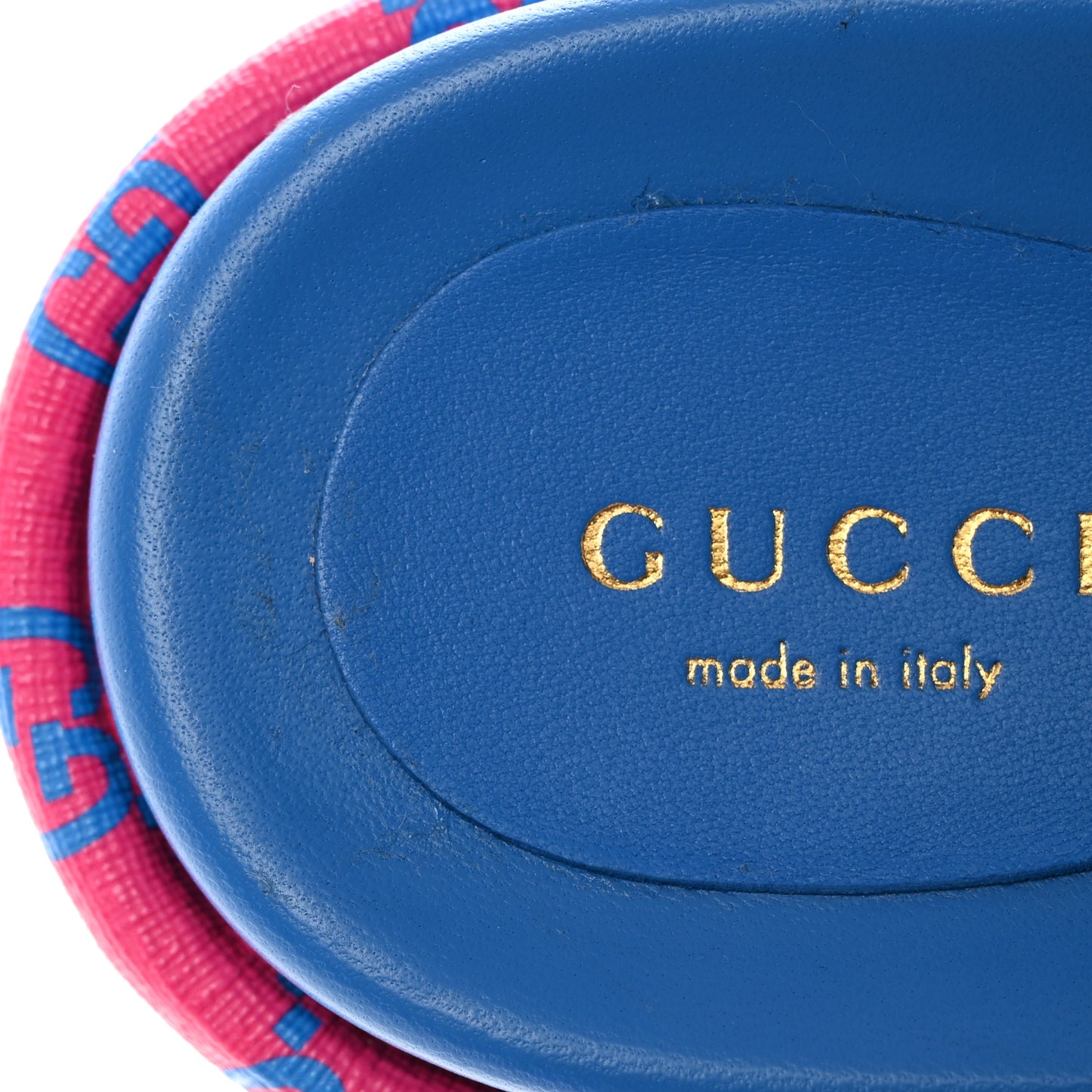 GG Supreme Joy Monogram Angelina Platform Slide Sandals 35.5 Fuxia Blue