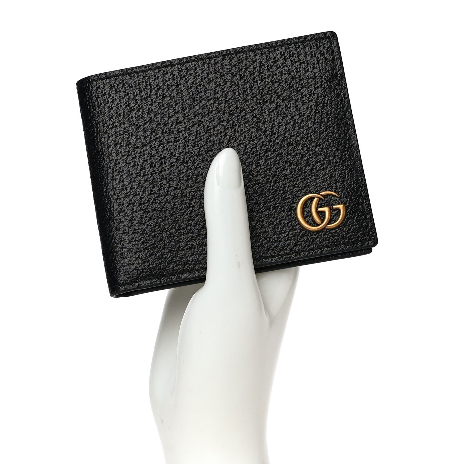 Gucci Calfskin Boar Effect GG Marmont Bi-Fold Wallet Black 2 of 10