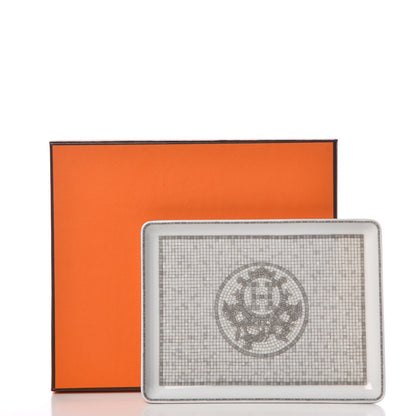 Hermes Porcelain Mosaique Au 24 Sushi Plate Platine 8 of 8
