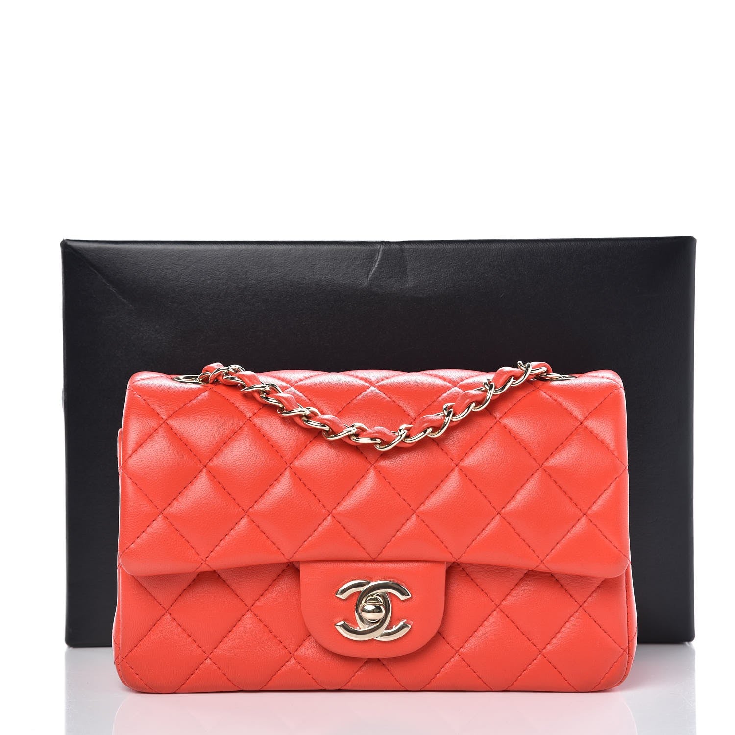 Chanel Lambskin Quilted Mini Rectangular Flap Red 8 of 8