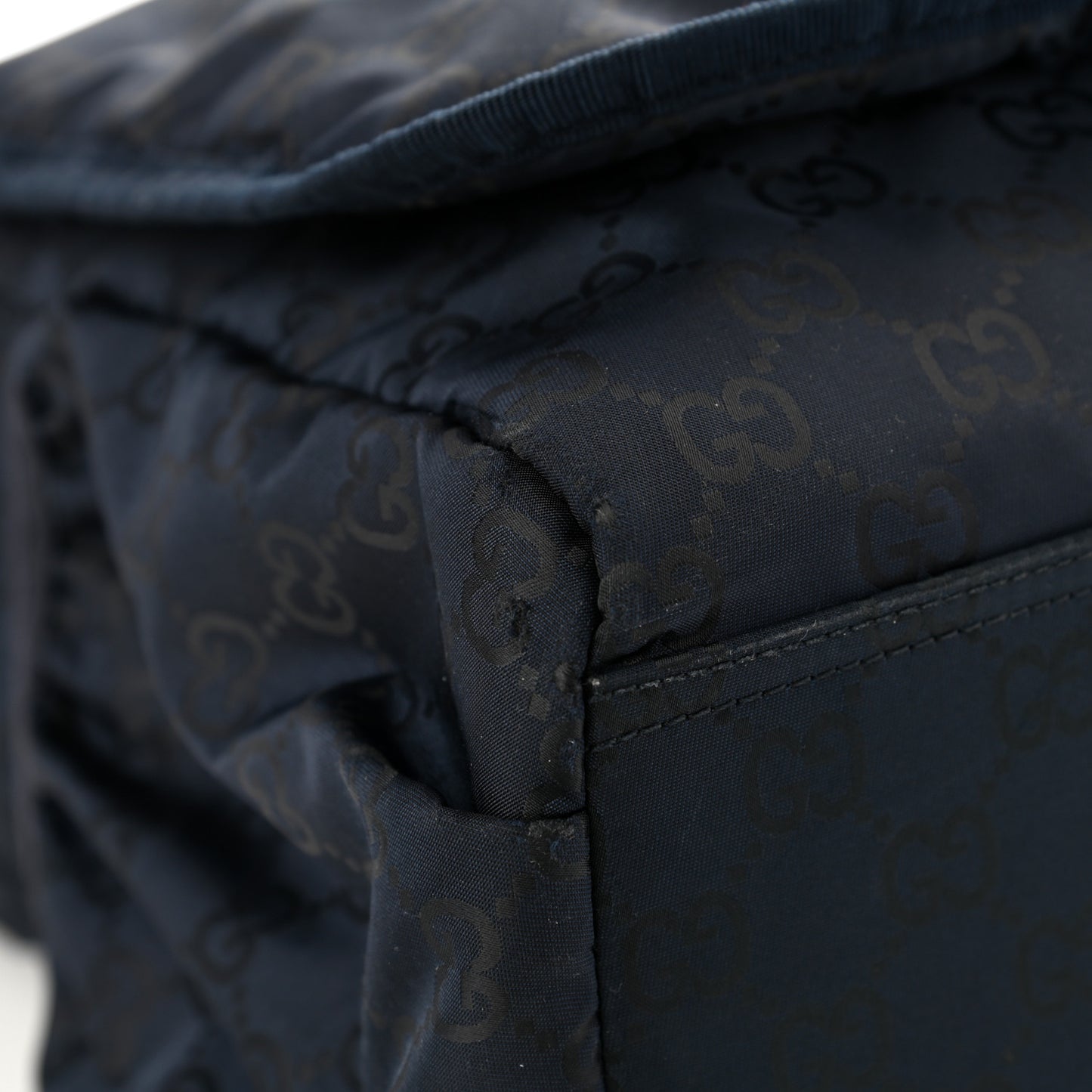 Nylon Monogram Messenger Diaper Bag Navy