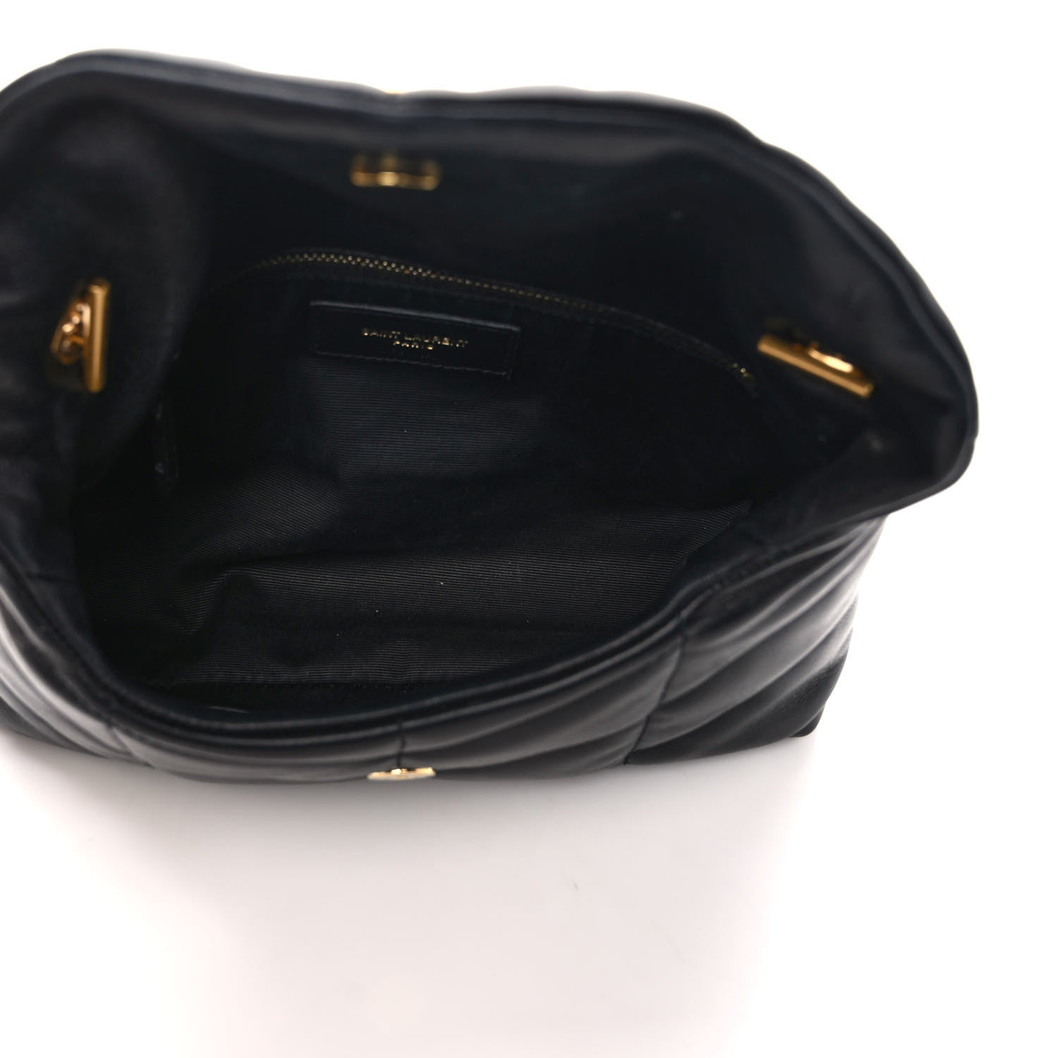 Saint Laurent Lambskin Quilted Toy Loulou Puffer Monogram Chain Satchel Black 5 of 11