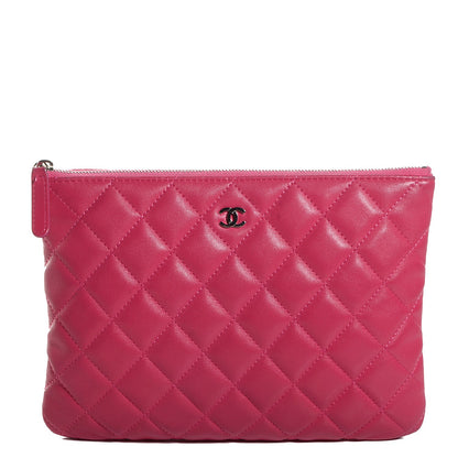 Chanel Lambskin Quilted Medium Cosmetic Case Dark Pink 1 of 8