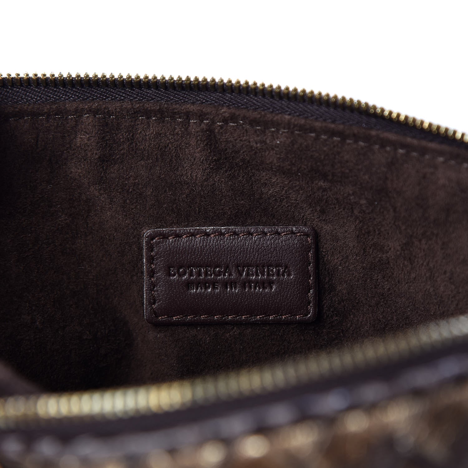 Bottega Veneta Metallic Bisanzio Intrecciato Ayers Cosmetic Case Brown 4 of 7
