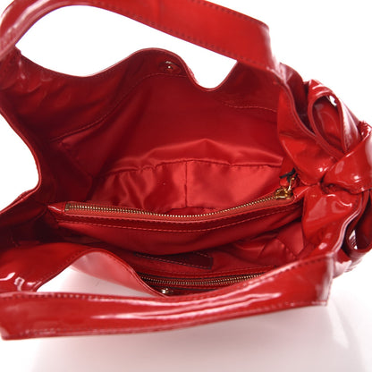 Valentino Garavani Patent Lacca Mini Nuage Bow Hobo Red 5 of 9