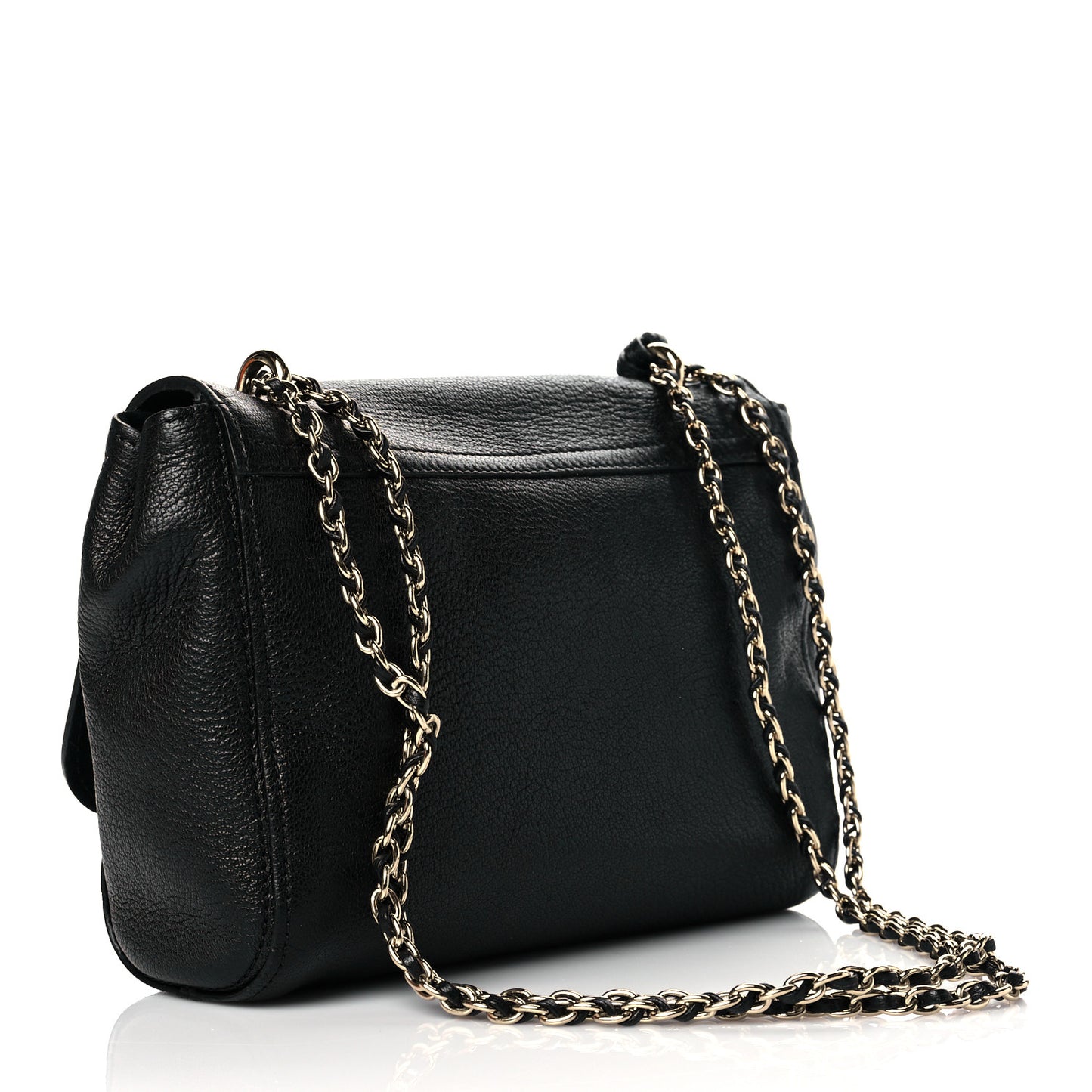 Glossy Goatskin Small Lily Flap Black