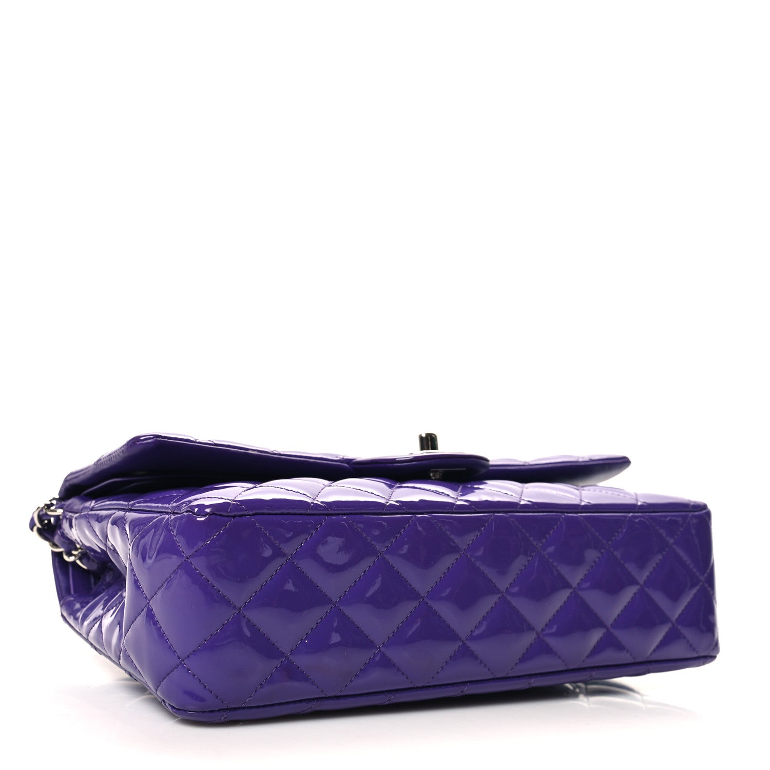 Chanel Patent Calfskin Quilted Medium Double Flap Purple 4 of 13