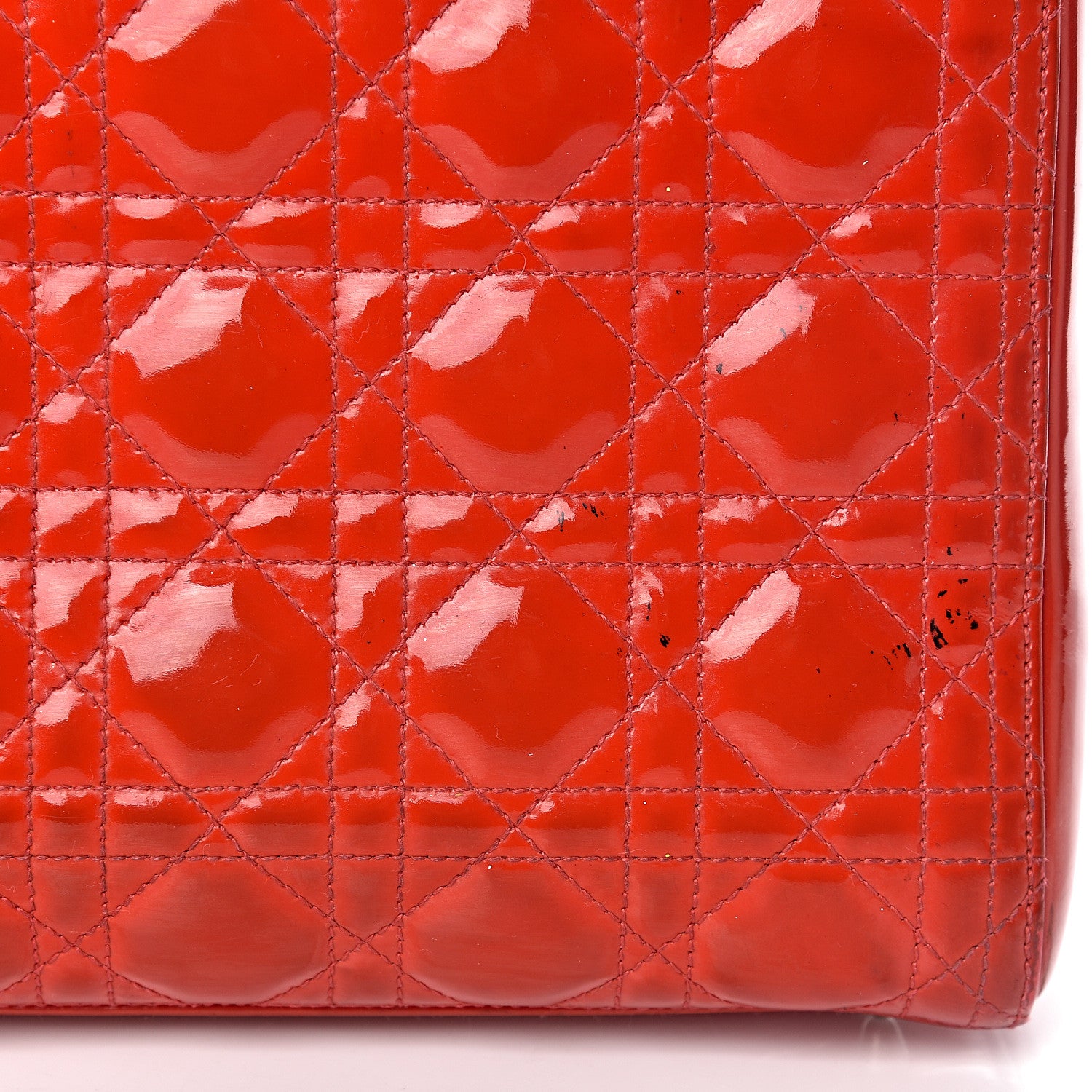 Christian Dior Patent Cannage Whipstitch Medium Lady Dior Red 23 of 28