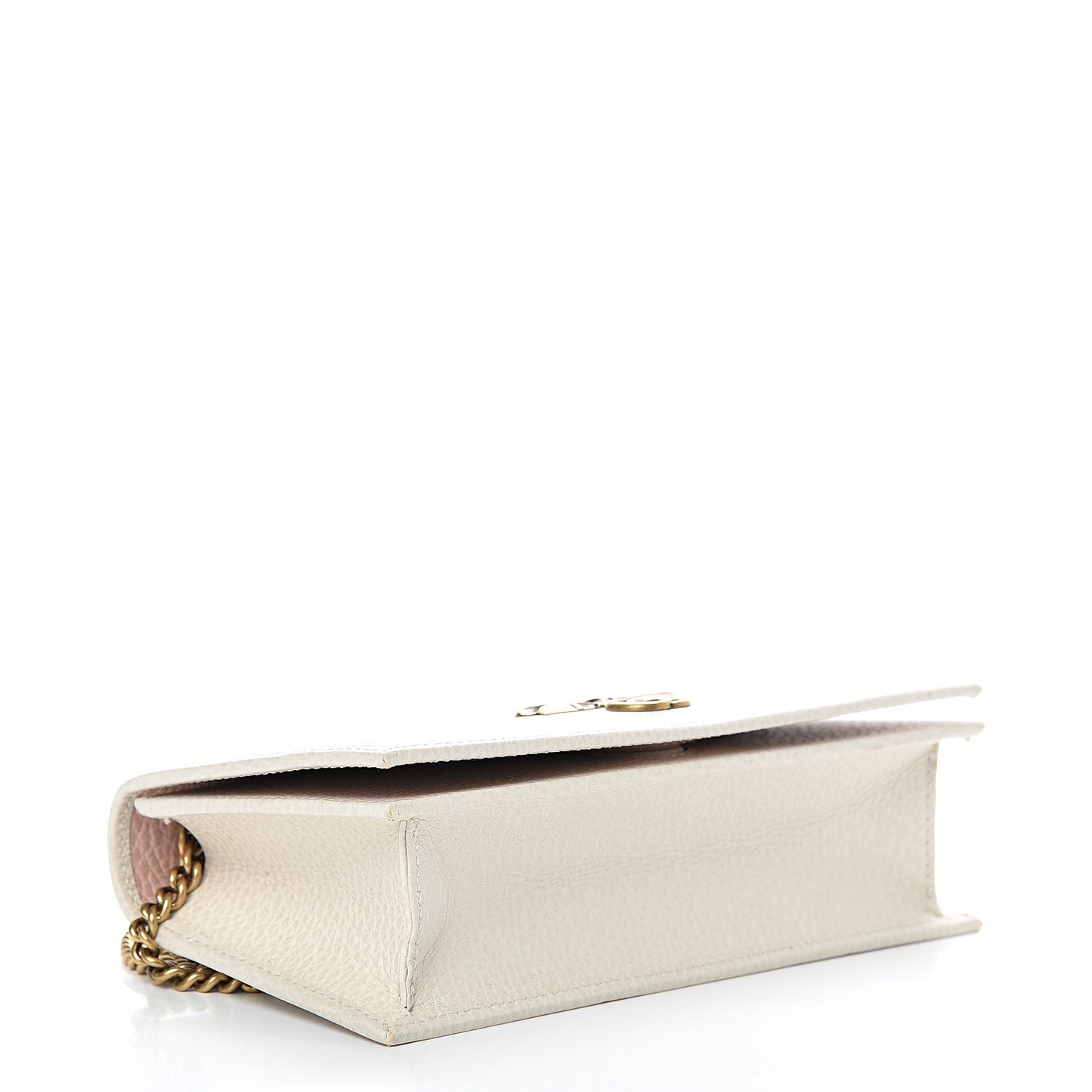 Calfskin GG Marmont Bow Chain Wallet White