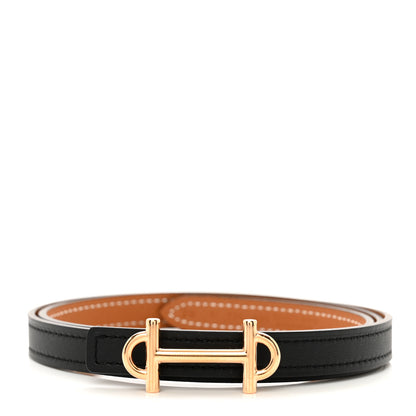 Hermes Swift Epsom 13mm Gamma Belt 75 30 Black Gold 1 of 5