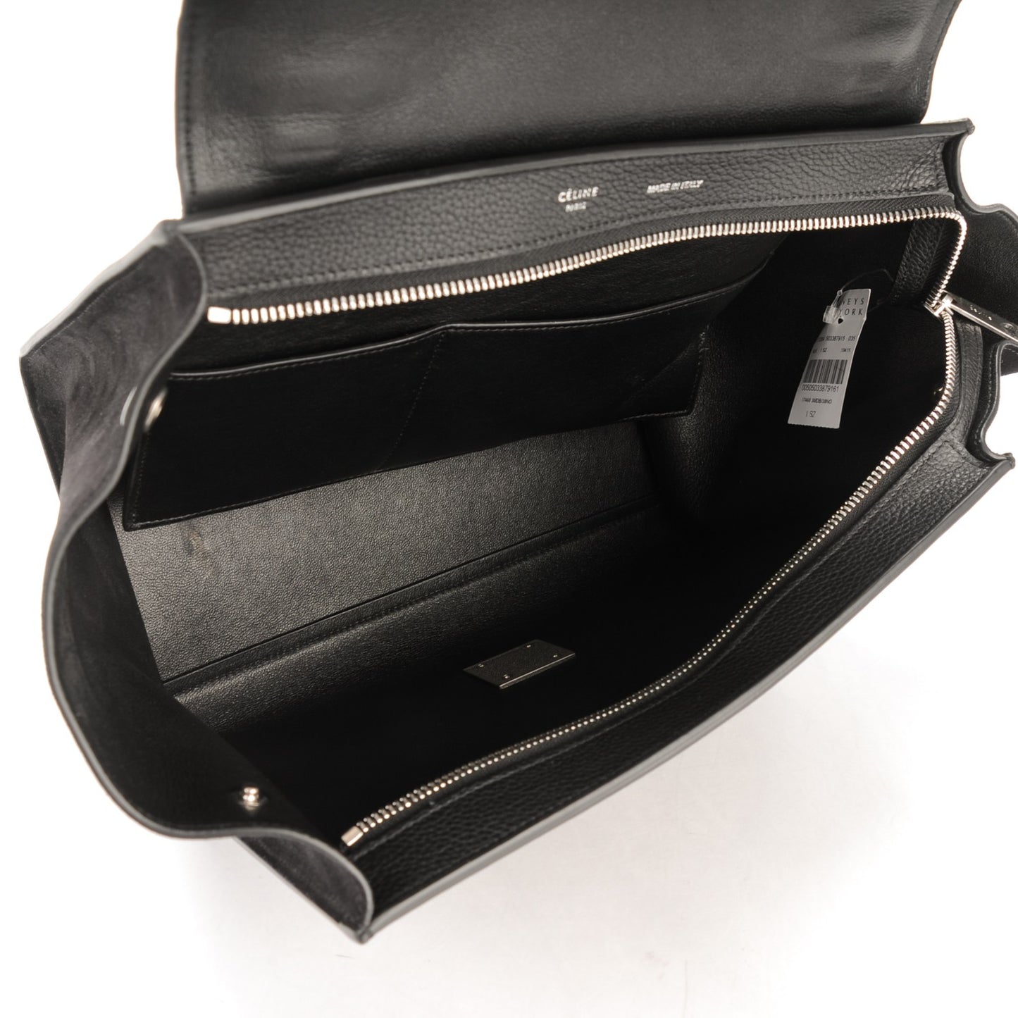 Drummed Calfskin Suede Small Trapeze Black