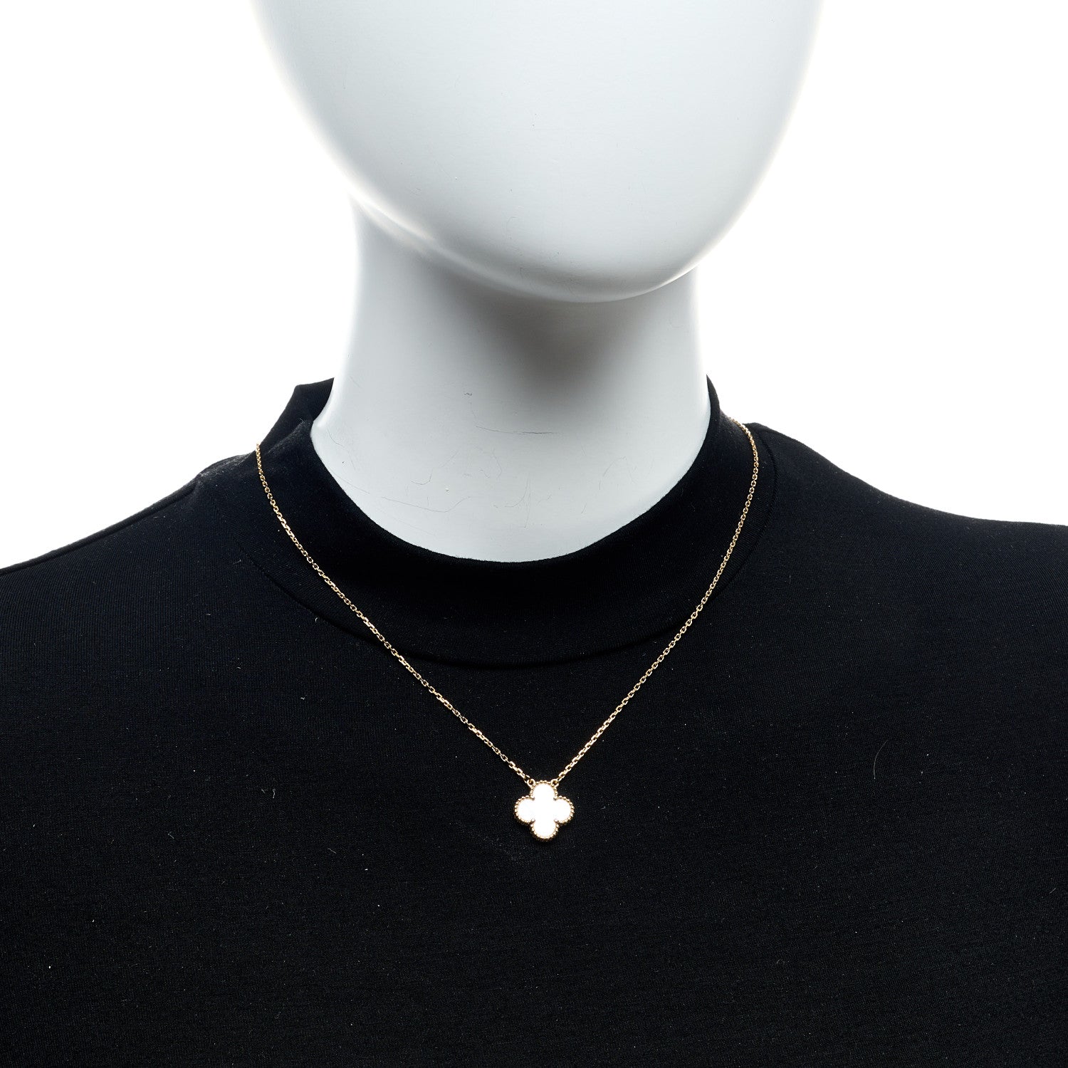 Van Cleef & Arpels 18K Yellow Gold Mother of Pearl Vintage Alhambra Pendant Necklace 2 of 5