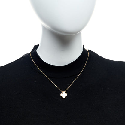 Van Cleef & Arpels 18K Yellow Gold Mother of Pearl Vintage Alhambra Pendant Necklace 2 of 5