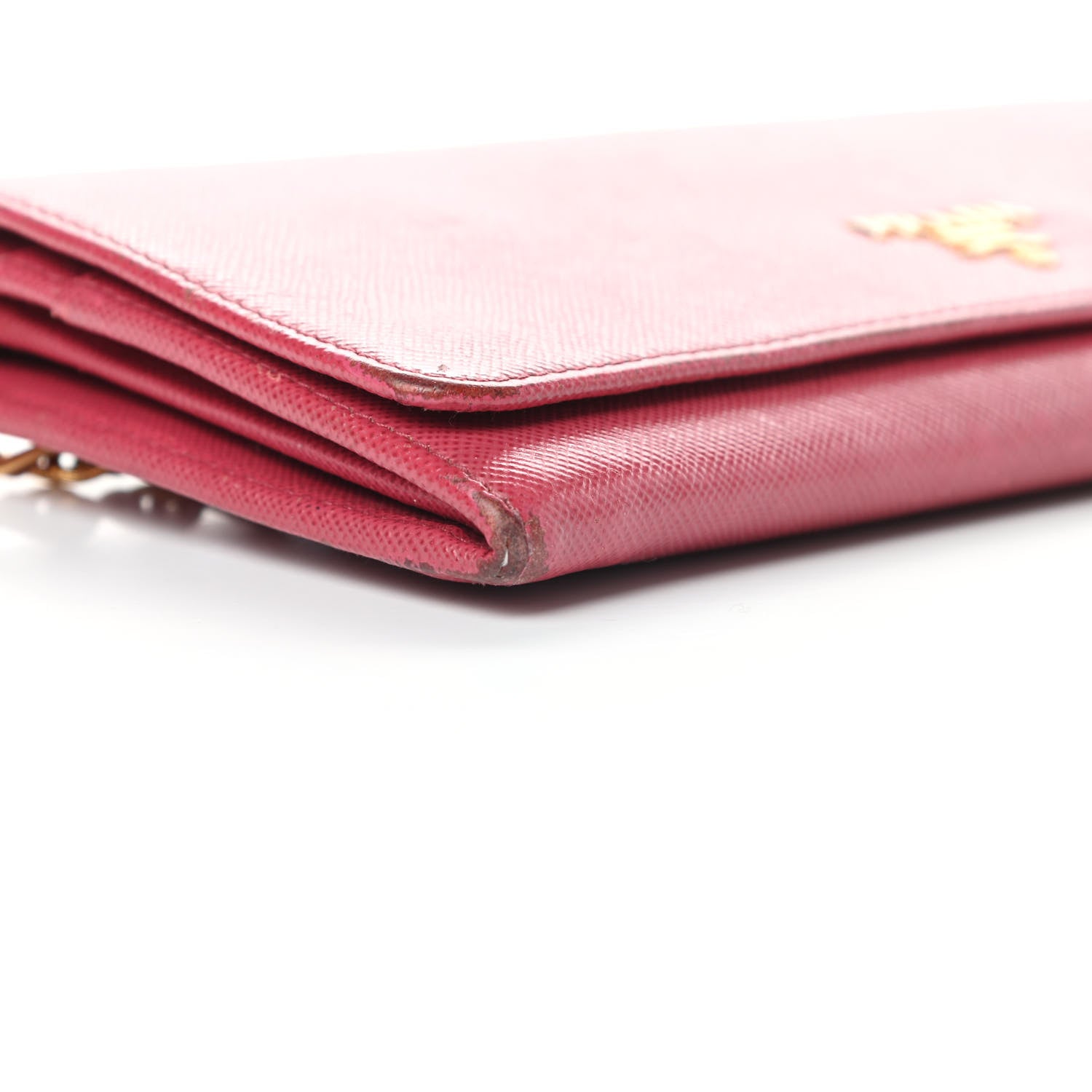 Prada Saffiano Metal Oro Chain Wallet Peonia 9 of 18