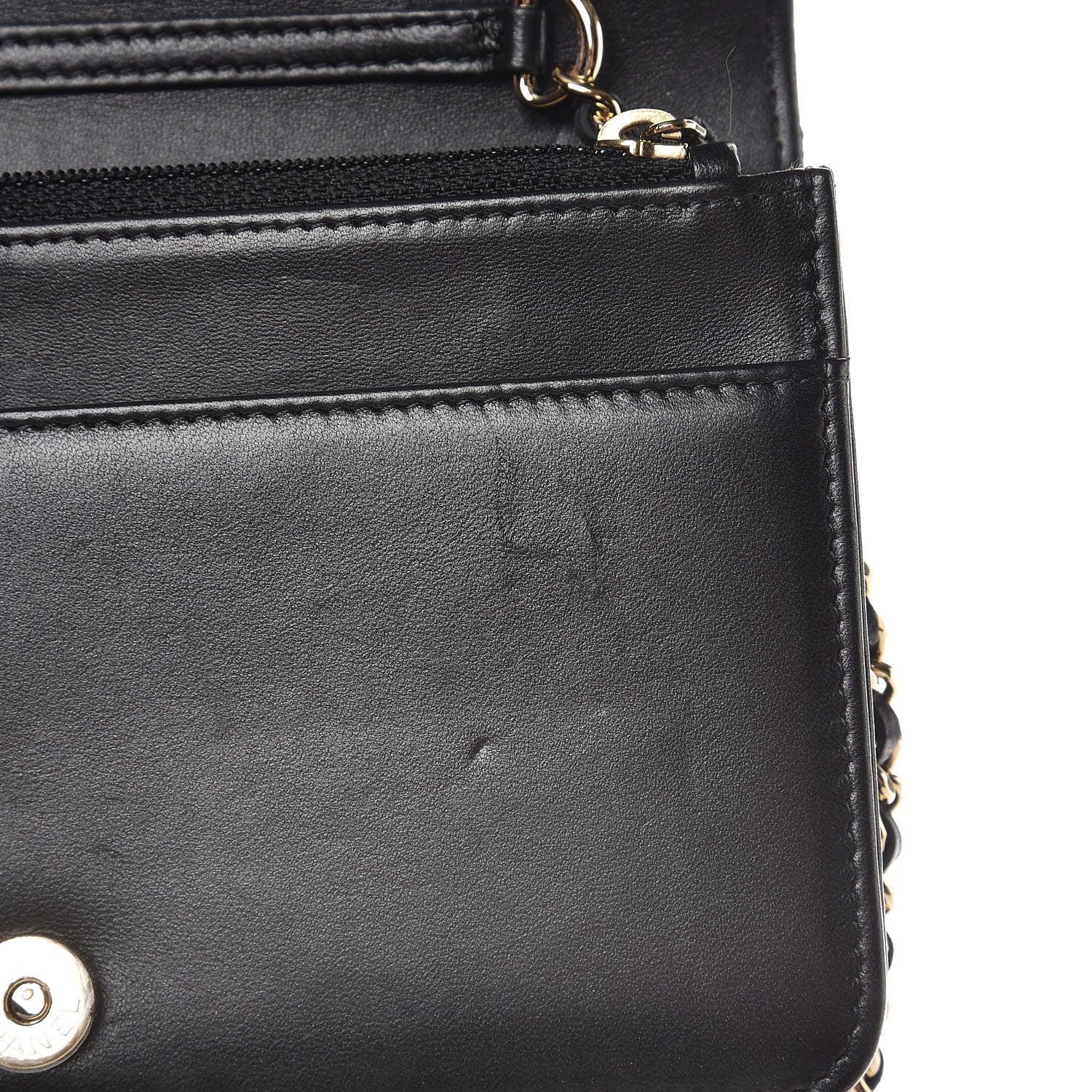 Chanel Lambskin Quilted Pearl Wallet On Chain WOC Black 9 of 12
