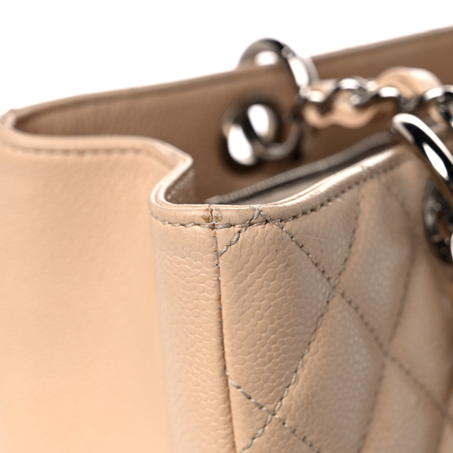 Caviar Quilted Grand Shopping Tote GST Beige Clair