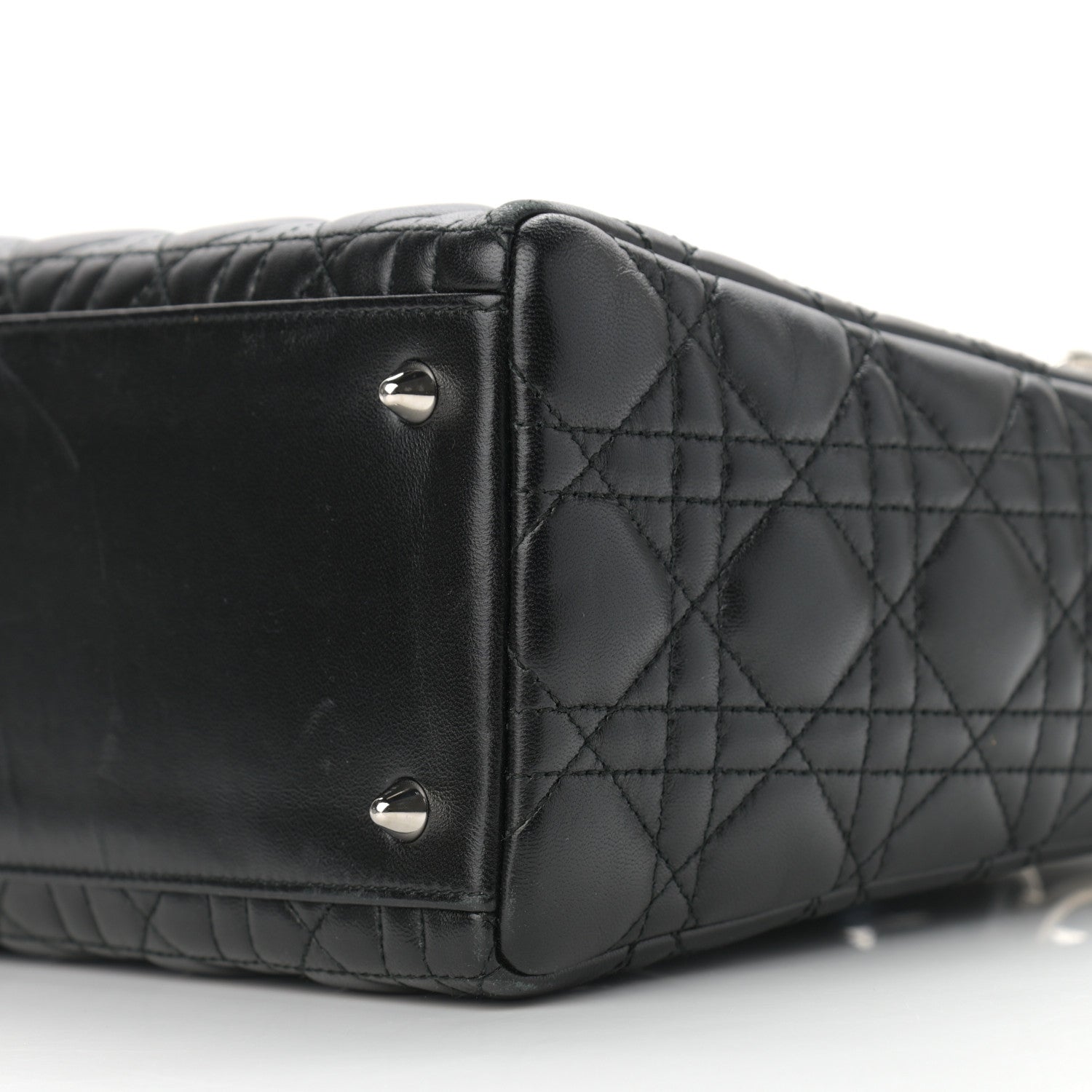 Christian Dior Lambskin Cannage Medium Lady Dior Black 9 of 11